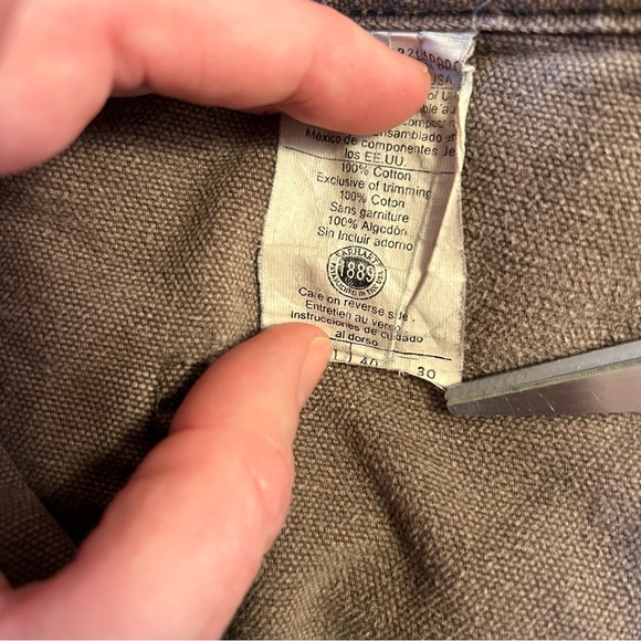Carharrt Size 40x30 Carpenter Canvas Work Brown Pants - Picture 7 of 9
